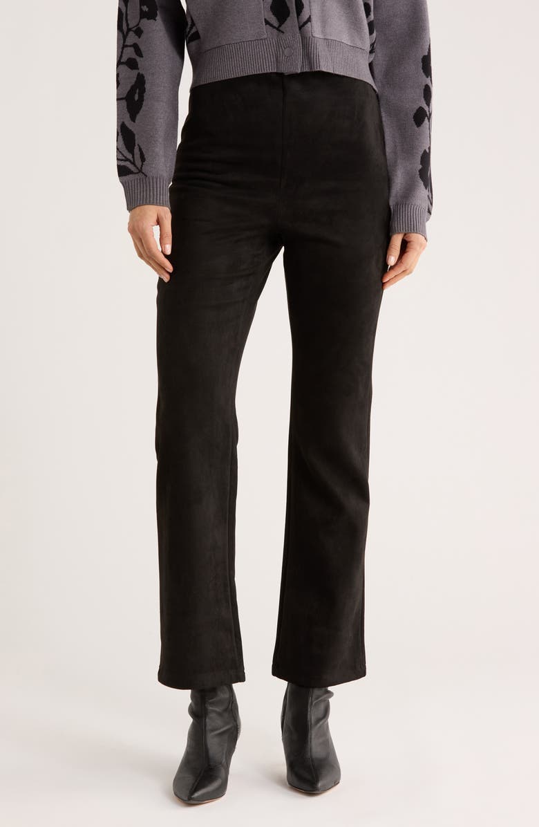 Ellen Tracy Faux Suede Semi Flare Leg Pants, Main, color, Black