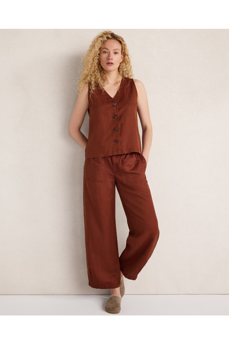 Linen Blend Dobby Belted Balloon Pants, Main, color, Red Oak