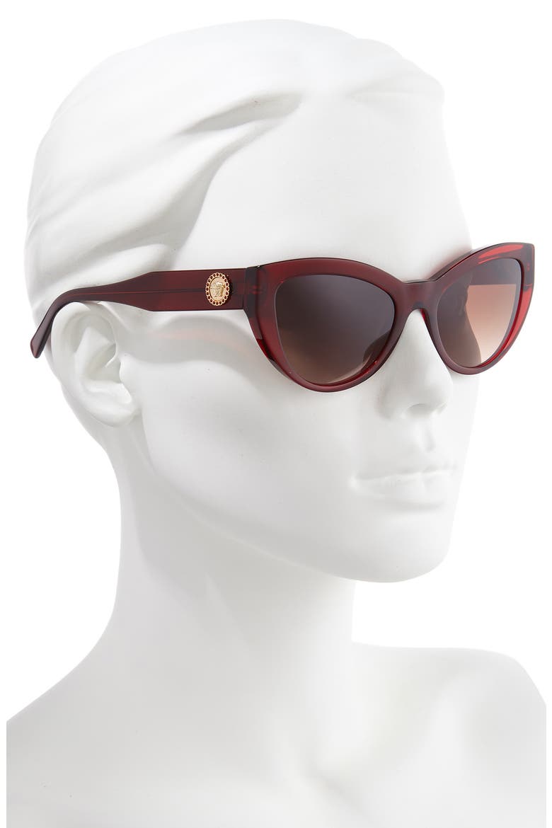 53mm Cat Eye Sunglasses, Alternate, color, BURGUNDY/ BROWN GRADIENT