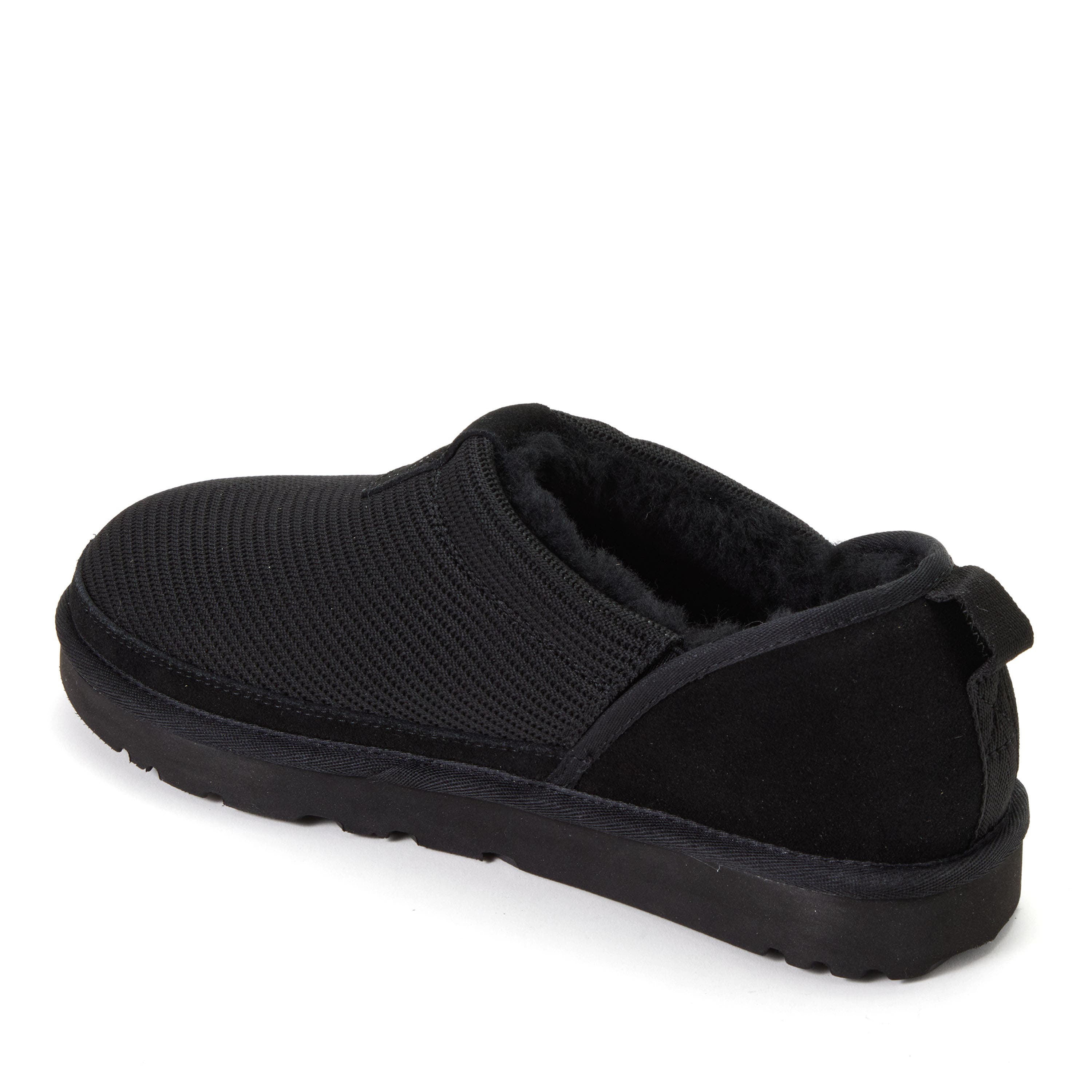 Dearfoams Fireside Sport Knit And Suede Water Repellent Slip On Shoetie, Alternate, color, Black