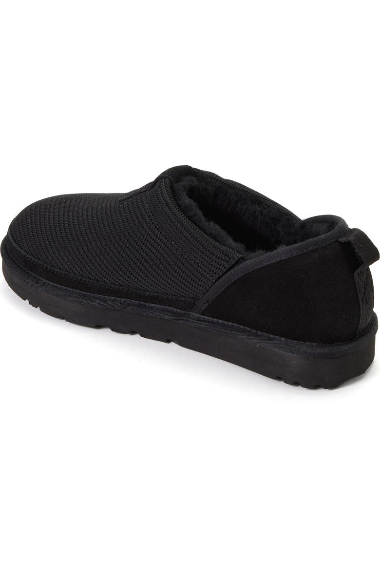 Dearfoams Fireside Sport Knit And Suede Water Repellent Slip On Shoetie, Alternate, color, Black