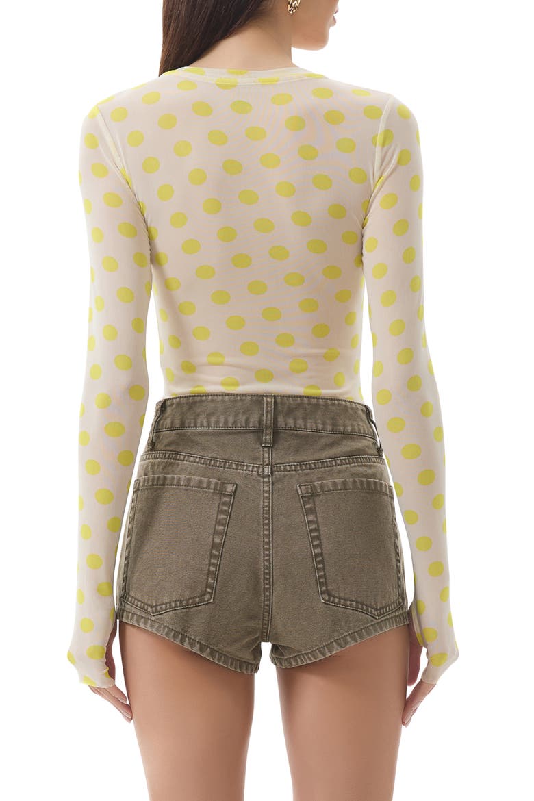 Kaylee Printed Long Sleeve Mesh Top, Alternate, color, SUN DOT