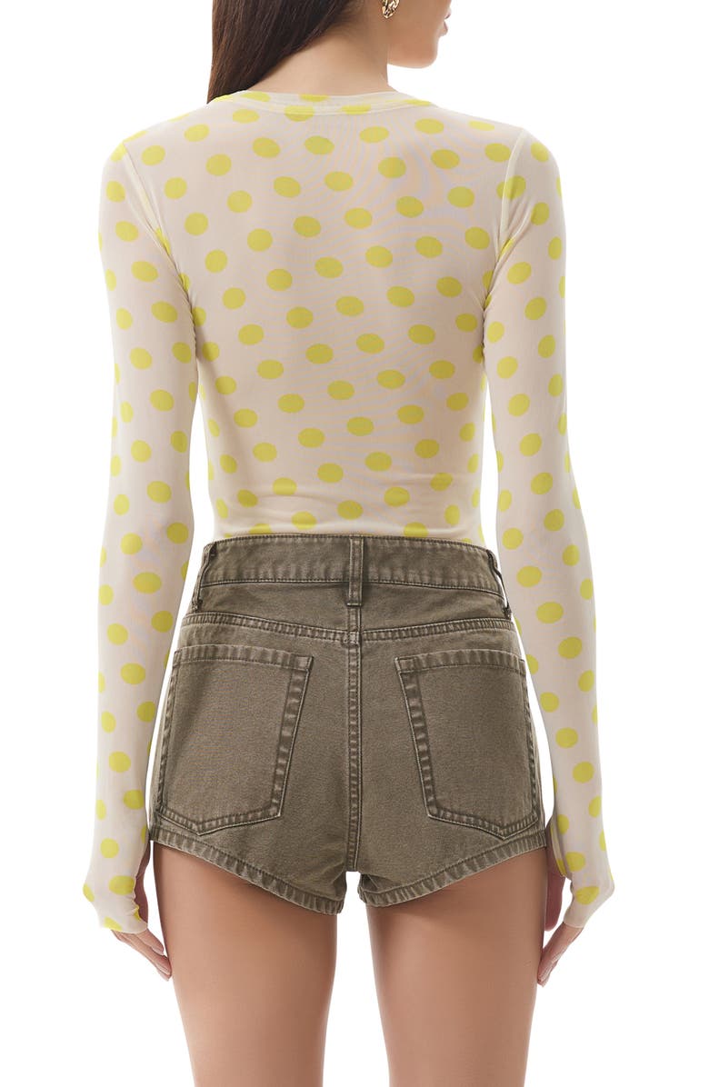 AFRM Kaylee Printed Long Sleeve Mesh Top, Alternate, color, Sun Dot