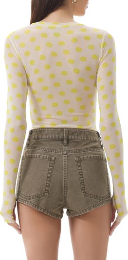 Kaylee Printed Long Sleeve Mesh Top