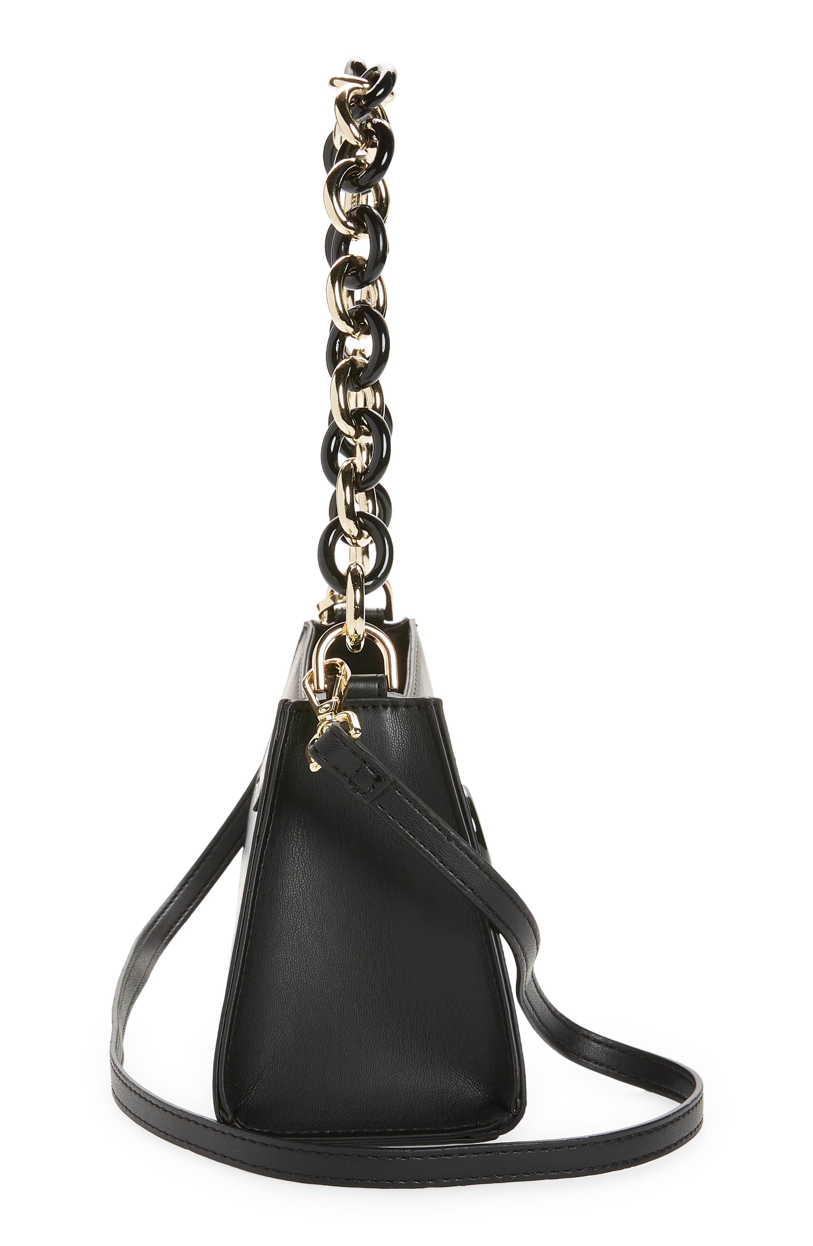 Topshop Faux Leather Structured Chain Strap Shoulder Bag, Alternate, color, 