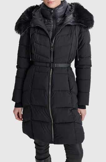 DKNY Hooded Belted Softshell Jacket with Bib Nordstromrack