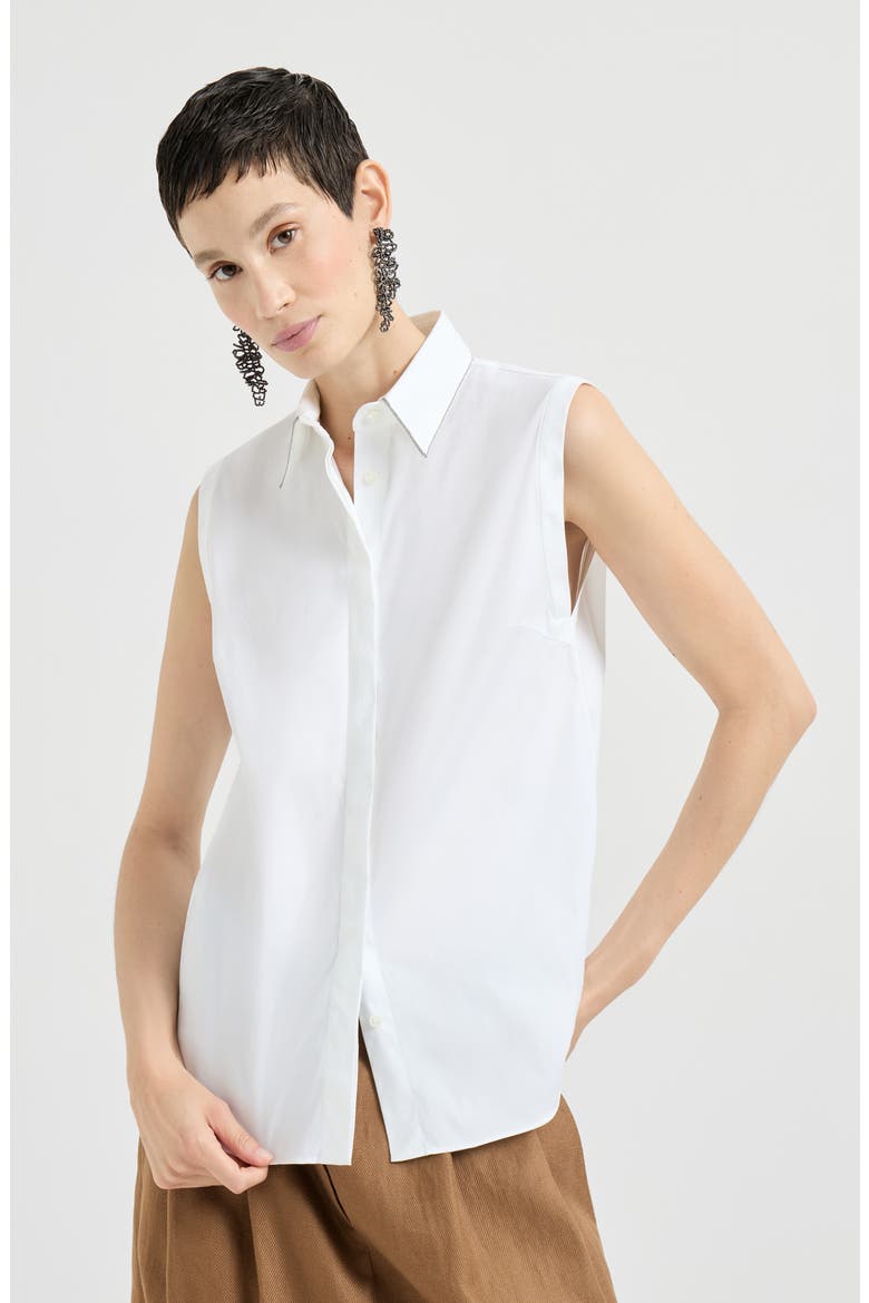 Stretch poplin shirt, Main, color, White