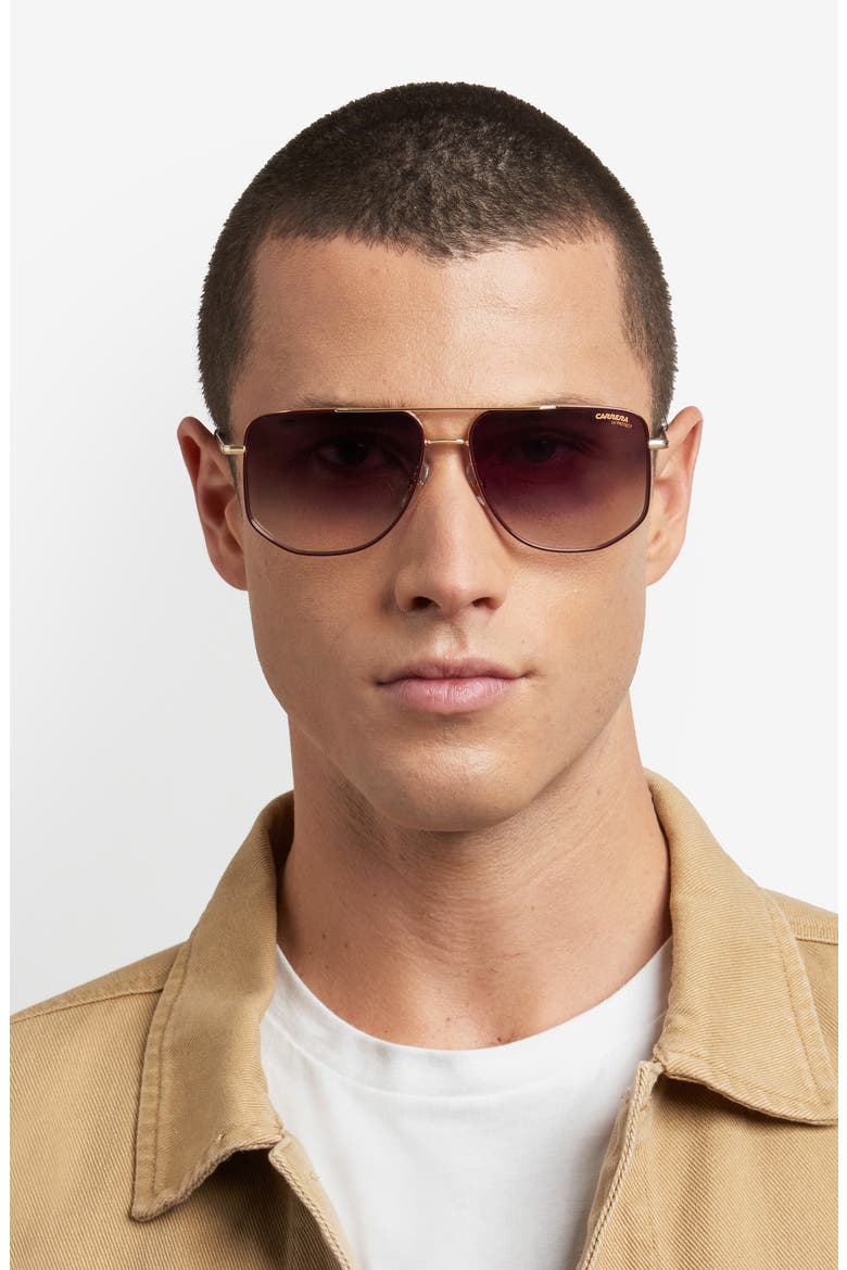 59mm Gradient Navigator Sunglasses, Alternate, color, GOLD BURGUNDY/ GREEN SHADED