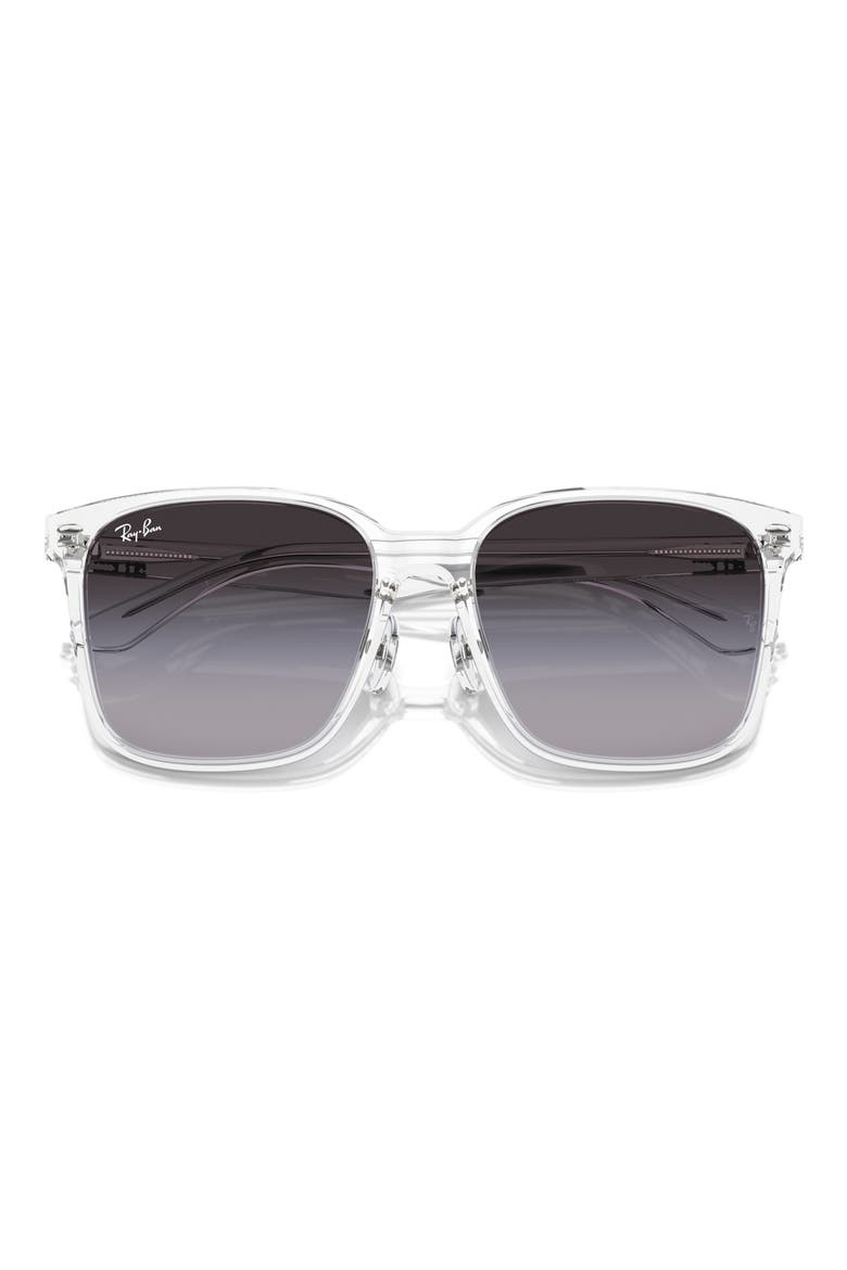 57mm Gradient Square Sunglassers, Alternate, color, CLEAR