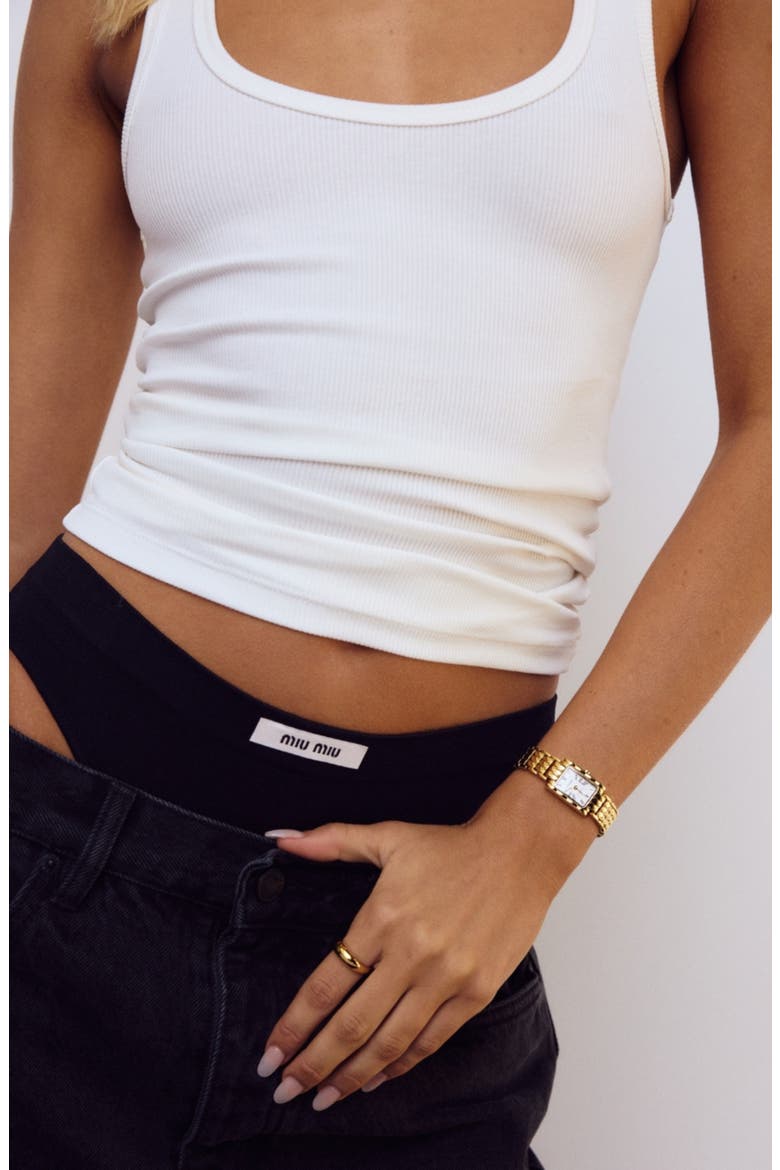 Mila Tank Bracelet Watch, 17mm x 24mm, Alternate, color, WHITE / 18K GOLD