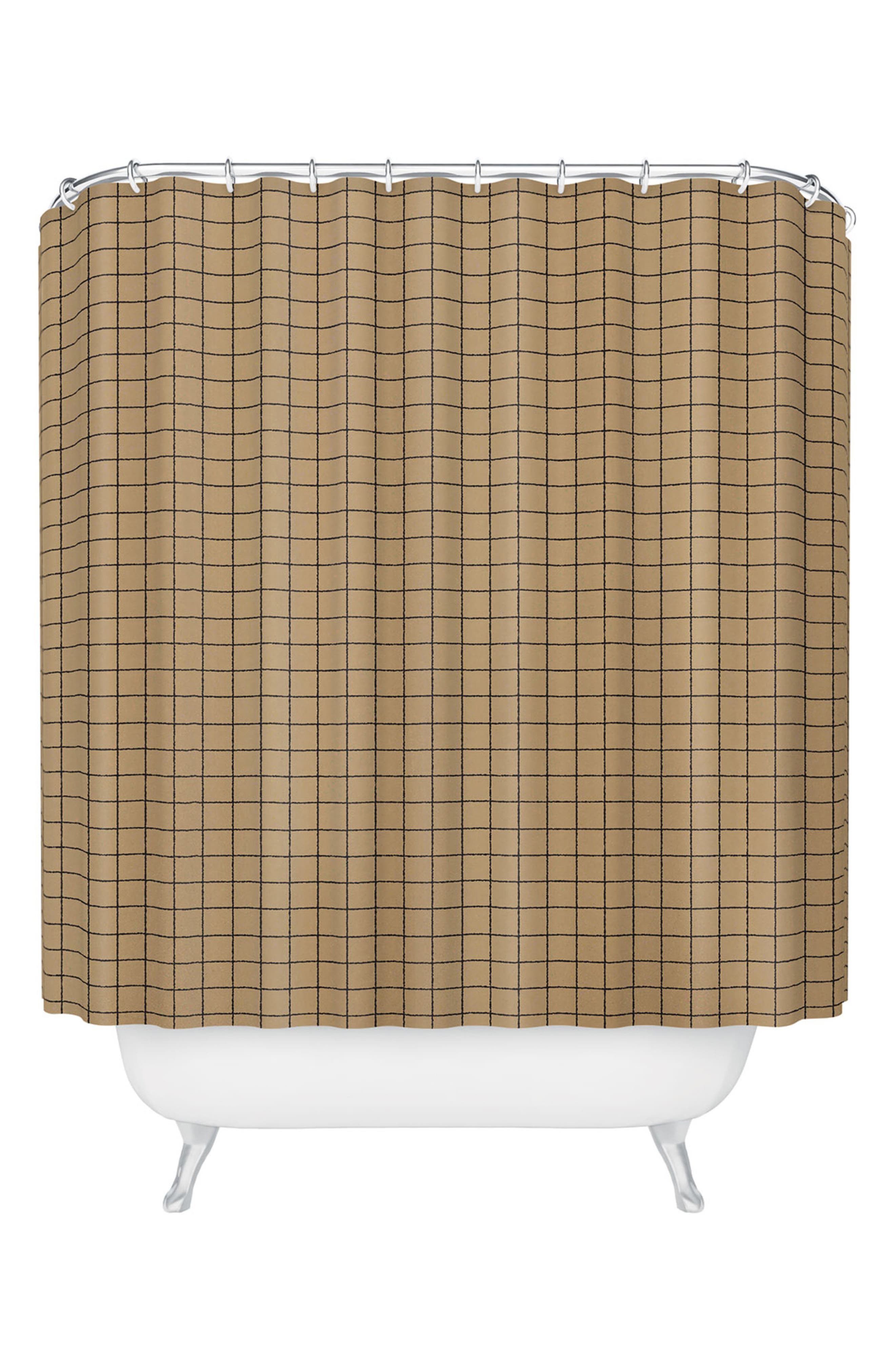Deny Designs Kraft Grid Shower Curtain in Beige 