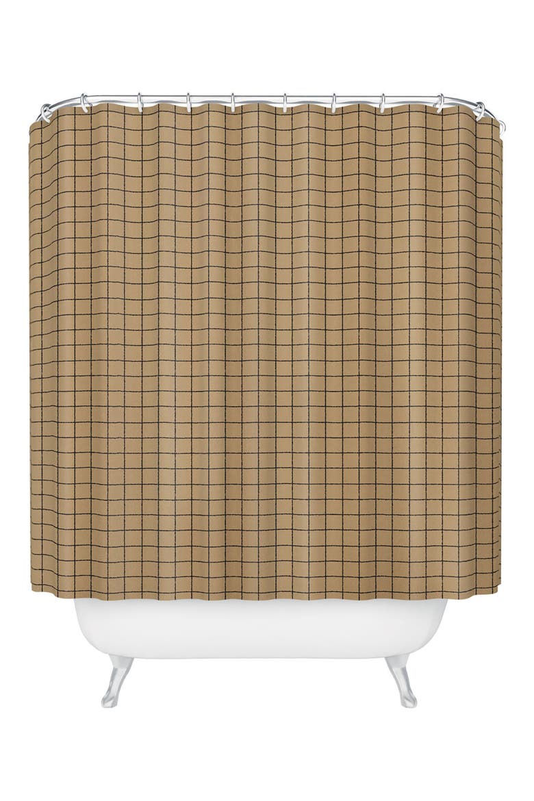 Kraft Grid Shower Curtain, Main, color, BEIGE