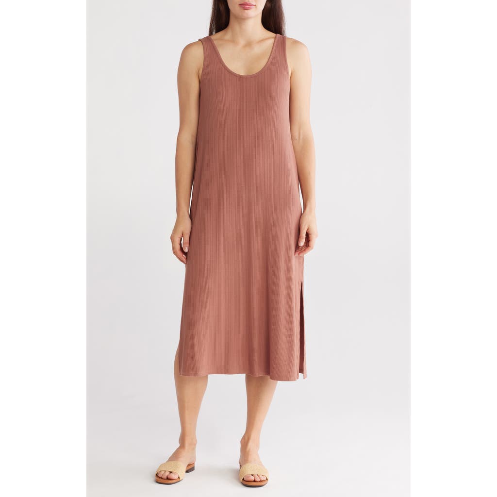 Nordstrom Rack Tranquility Rib Tank Nightgown In Brown Clove