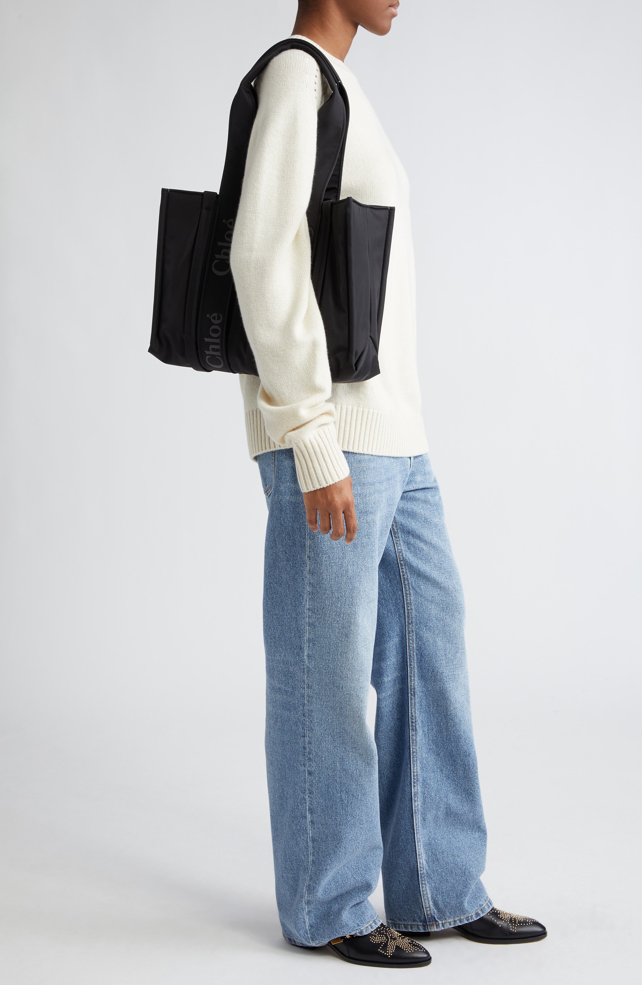 Chloé Medium Woody Textile Tote, Alternate, color, 