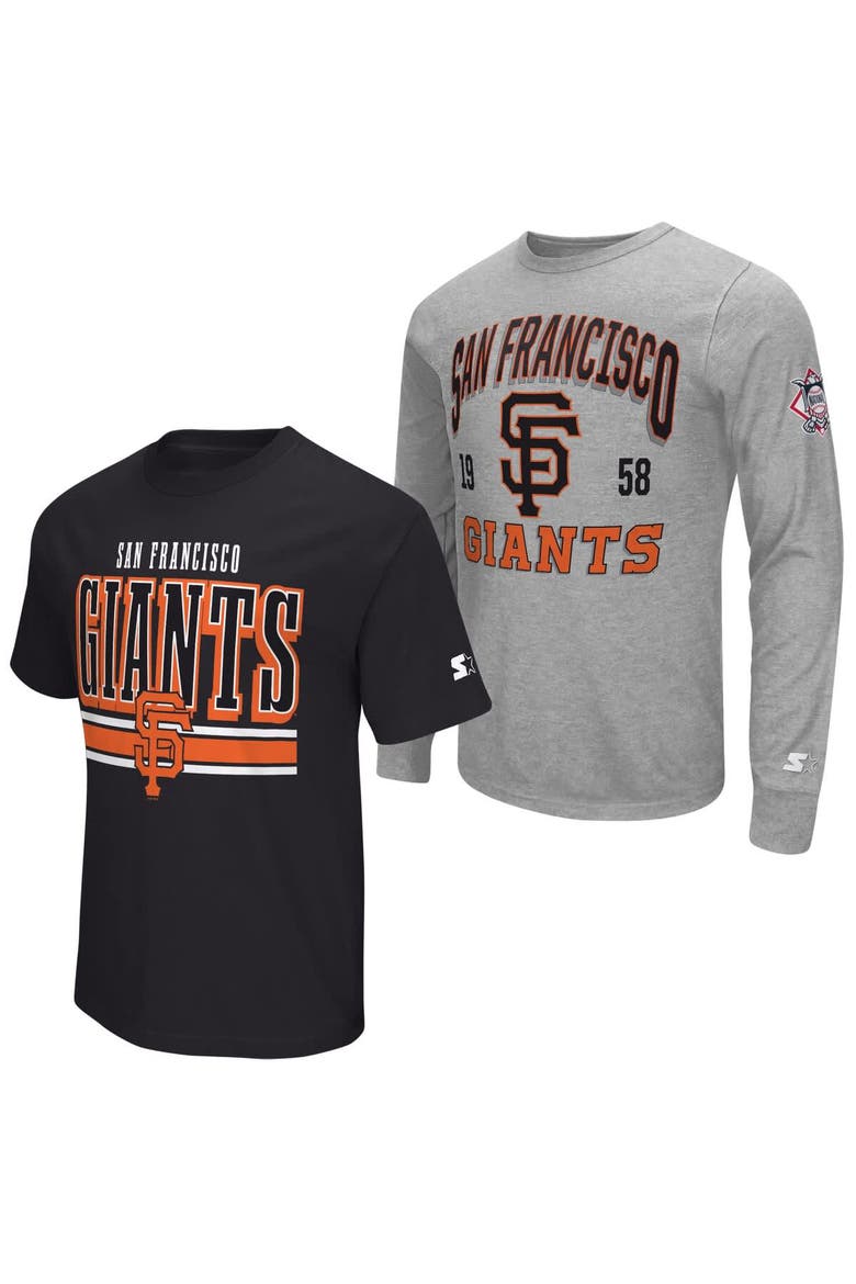 Men's Starter  Heather Gray/Black San Francisco Giants Two-Pack Long Sleeve & Short Sleeve T-Shirt Set, Main, color, Black