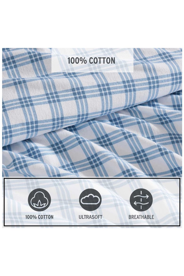 Arrowhead Tartan Plaid Print Flannel Sheet Set, Alternate, color, LIGHT / MEDIUM BLUE