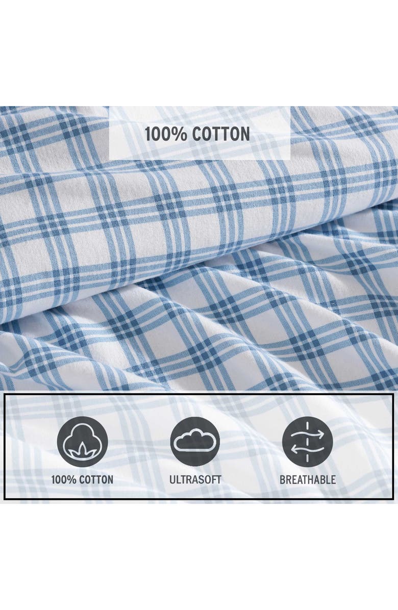 Eddie Bauer Arrowhead Tartan Plaid Print Flannel Sheet Set, Alternate, color, Light / Medium Blue