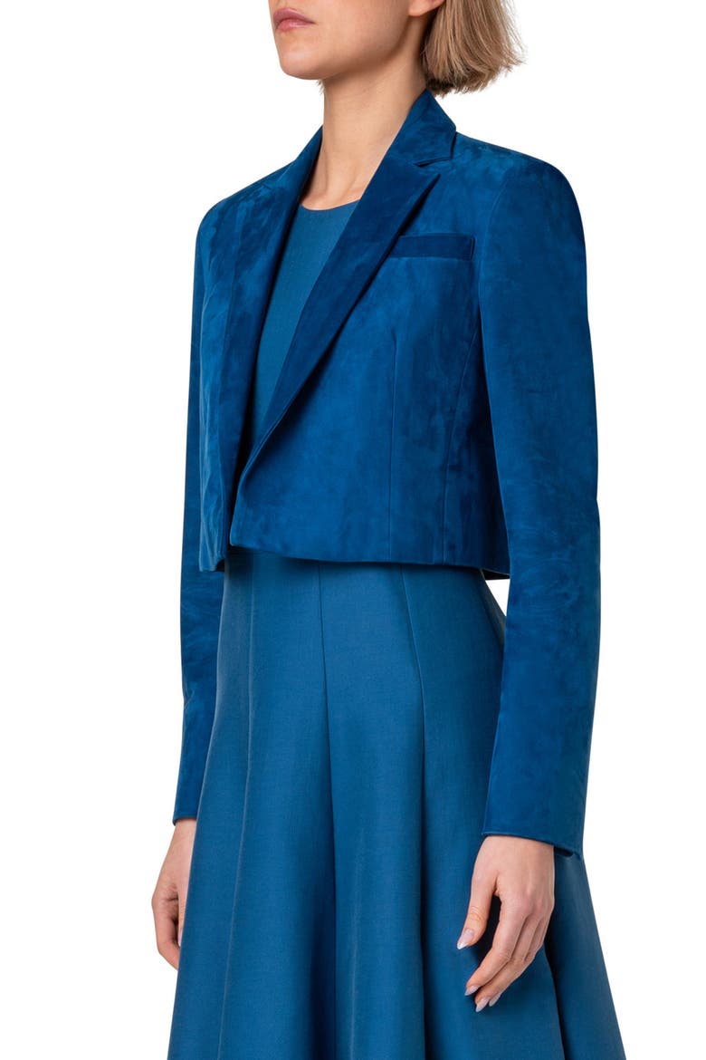Gian Suede Crop Jacket, Alternate, color, MEDIUM DENIM