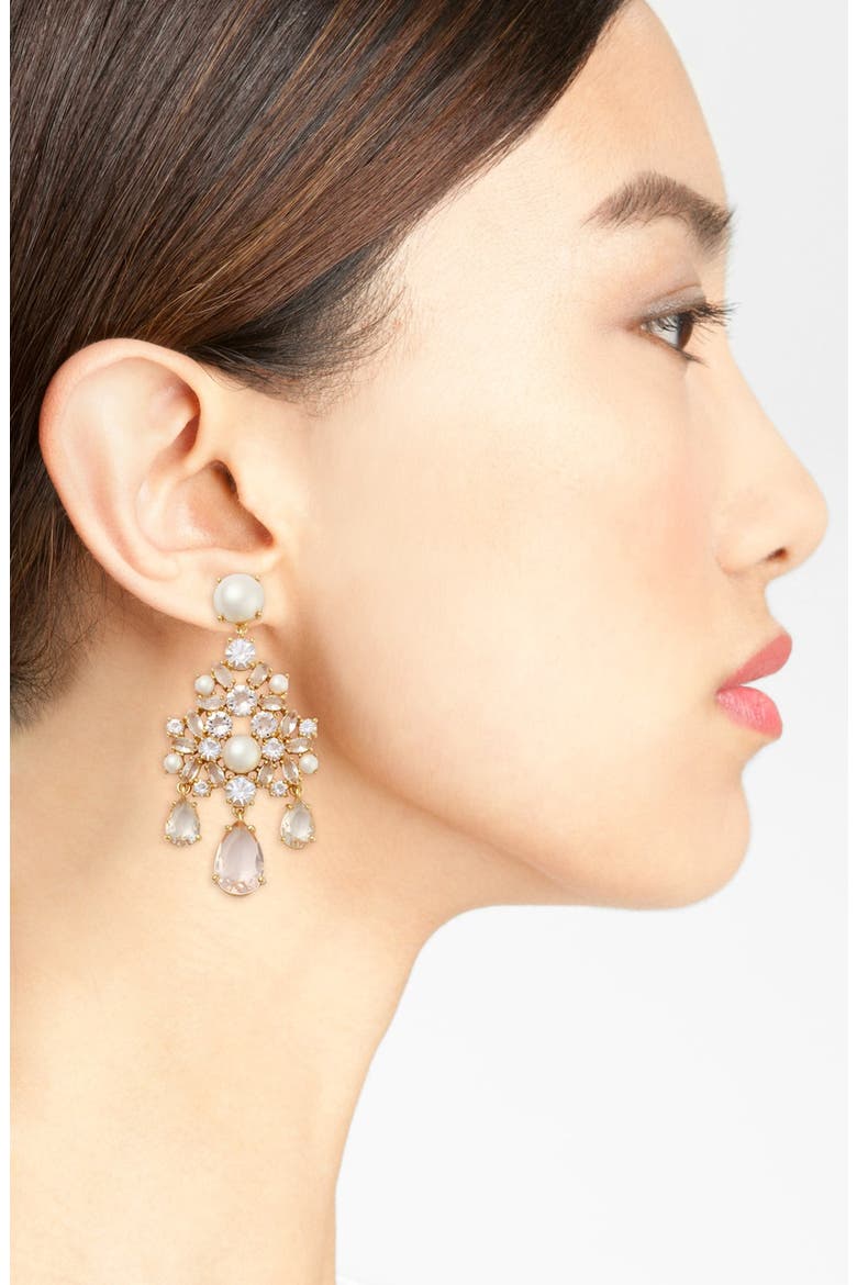 'posy petals' crystal chandelier earrings, Alternate, color, GOLD MULTI