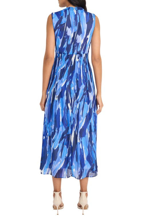 Maggy London Abstract Print Crepe Chiffon Dress In Navy Blue
