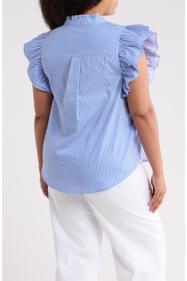 Sherah Stripe Ruffle Shirt, Alternate, color, BLUE-WHITE-STRIPE