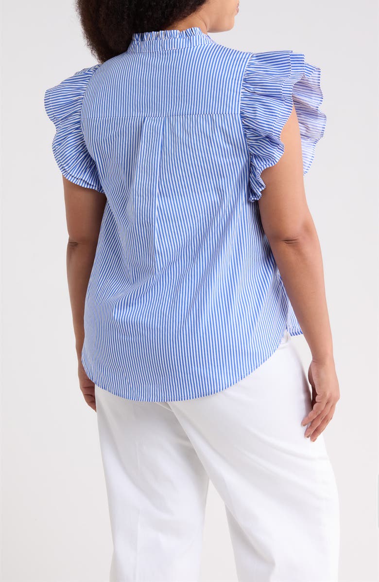 SUGARLIPS Sherah Stripe Ruffle Shirt, Alternate, color, Blue-White-Stripe