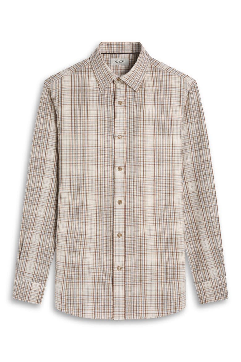 Karl Plaid Long Sleeve Cotton Shirt, Alternate, color, CAMEL