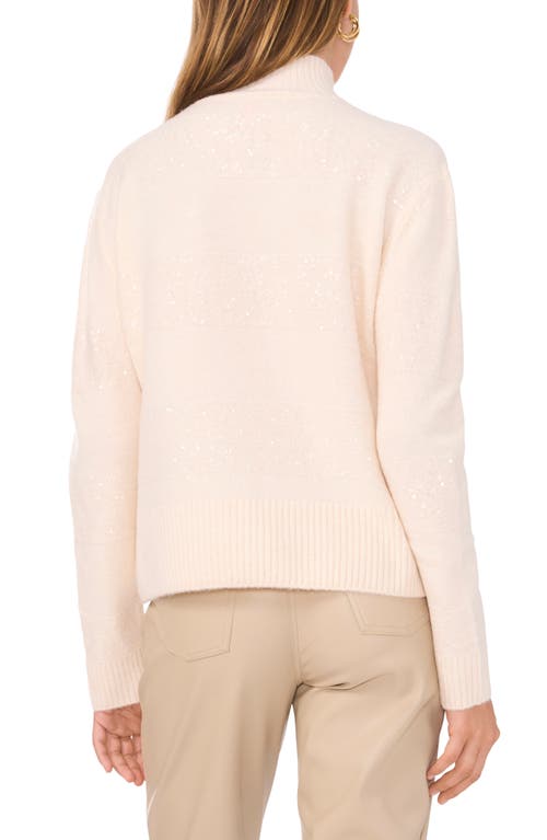 VINCE CAMUTO VINCE CAMUTO SEQUIN STRIPE MOCK NECK SWEATER 