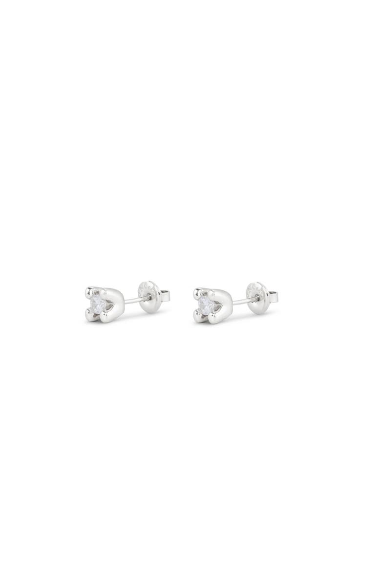 Zircon Stud Earrings, Alternate, color, Silver