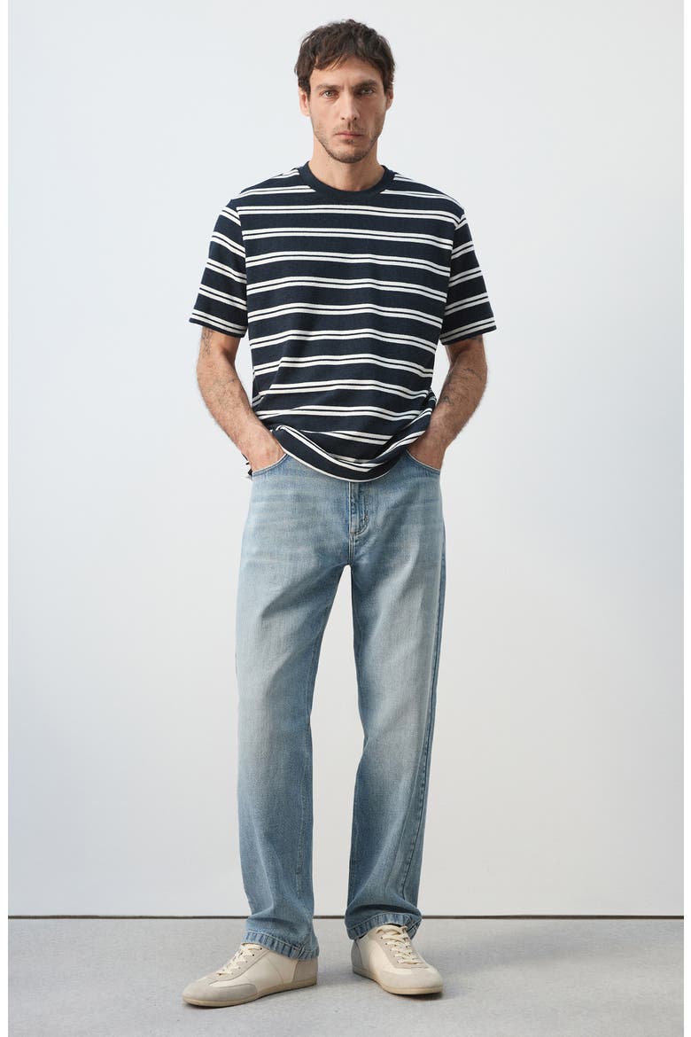 Regular Fit Stripe Cotton Blend T-Shirt, Alternate, color, NAVY