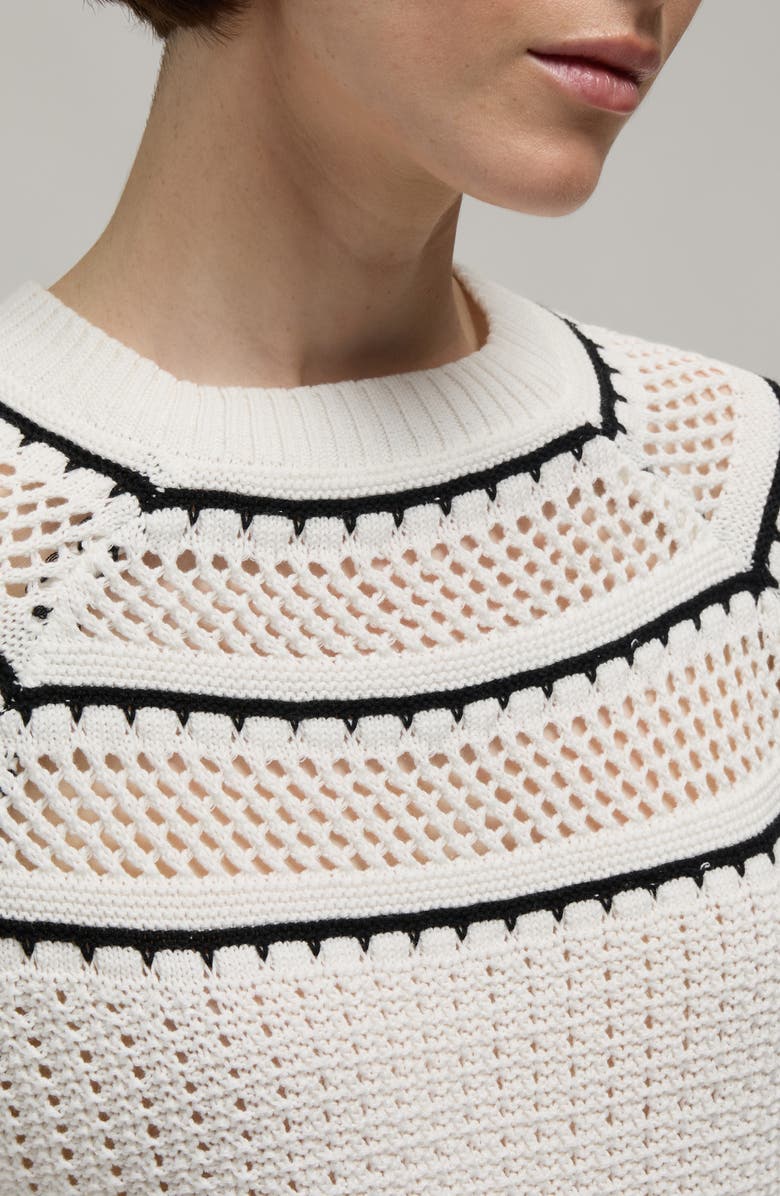 Hunter Pointelle Knit Cotton Sweater, Alternate, color, Snow-White