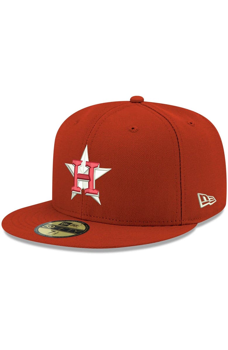 New Era Men's New Era Red Houston Astros White Logo 59FIFTY Fitted Hat, Main, color,