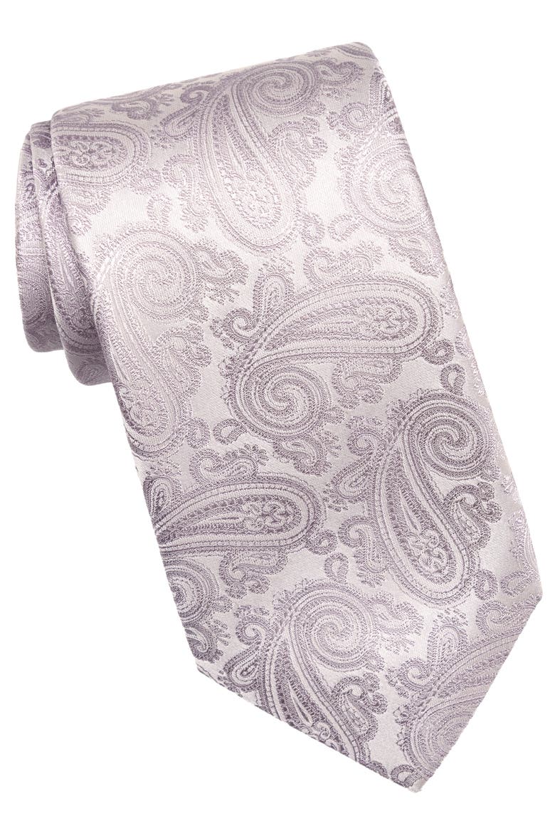 Soave - Extra Long Silk Jacquard Tie for Men, Main, color, Light Lavender