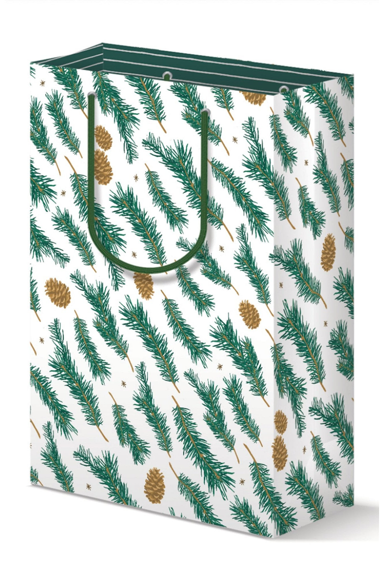 Pine Pattern Holiday Gift Bag and Card Set, Alternate, color, Pine Pattern
