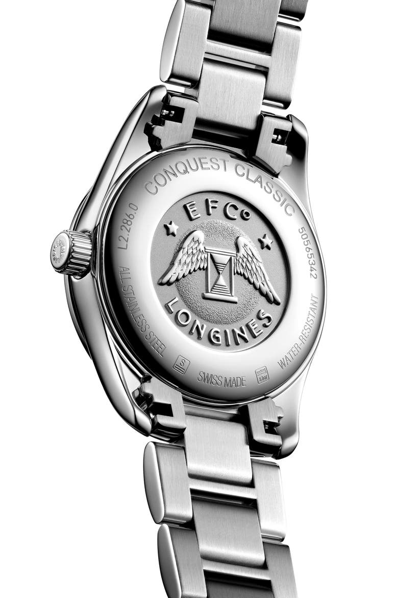 Conquest Classic Diamond Bracelet Watch, 29mm, Alternate, color, SILVER