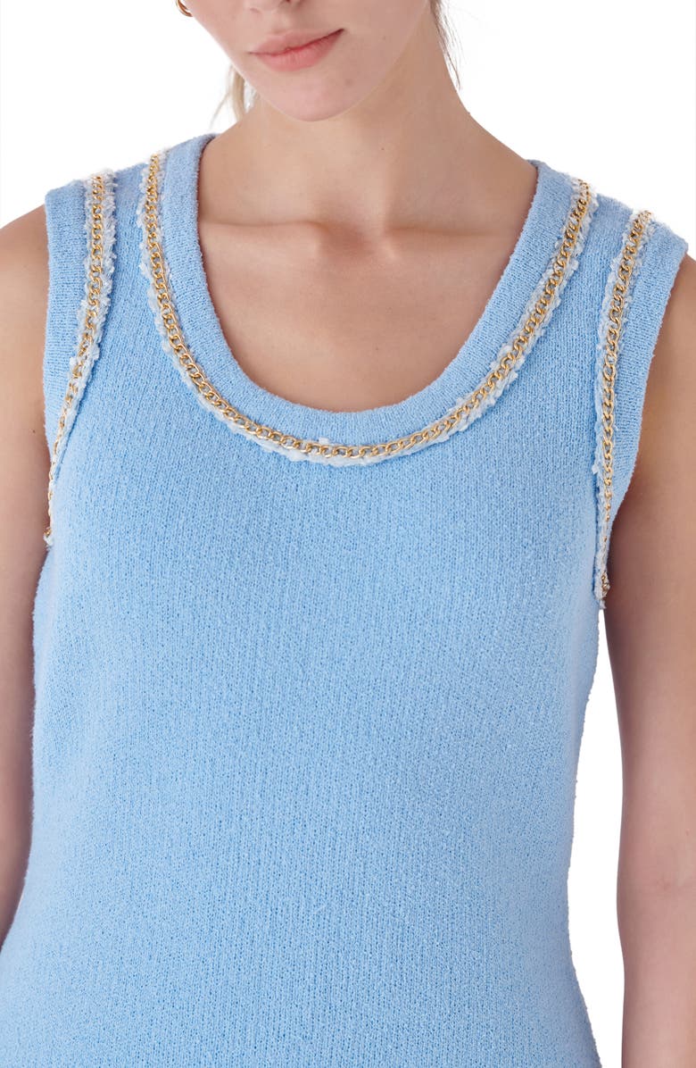 Endless Rose Chain Trim Sleeveless Sweater Dress, Alternate, color, Blue