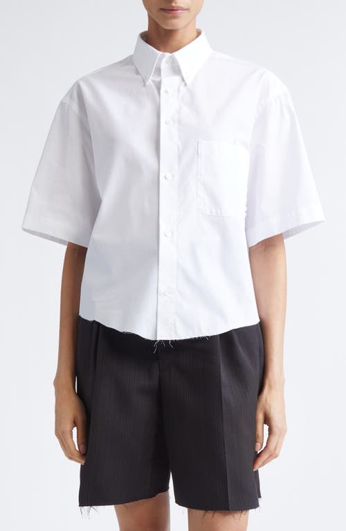 Maison Margiela Décortiqué Short Sleeve Poplin Button-Down Shirt in White at Nordstrom, Size 36