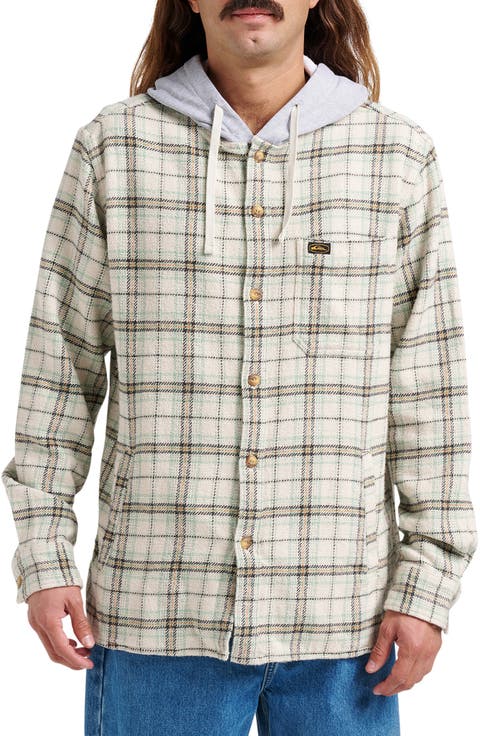 Sandbar Hooded Plaid Cotton Flannel Button-Up Shirt