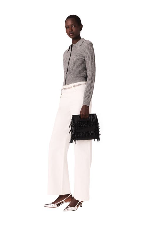 Maje Rhinestone Collar Cardigan In Gray