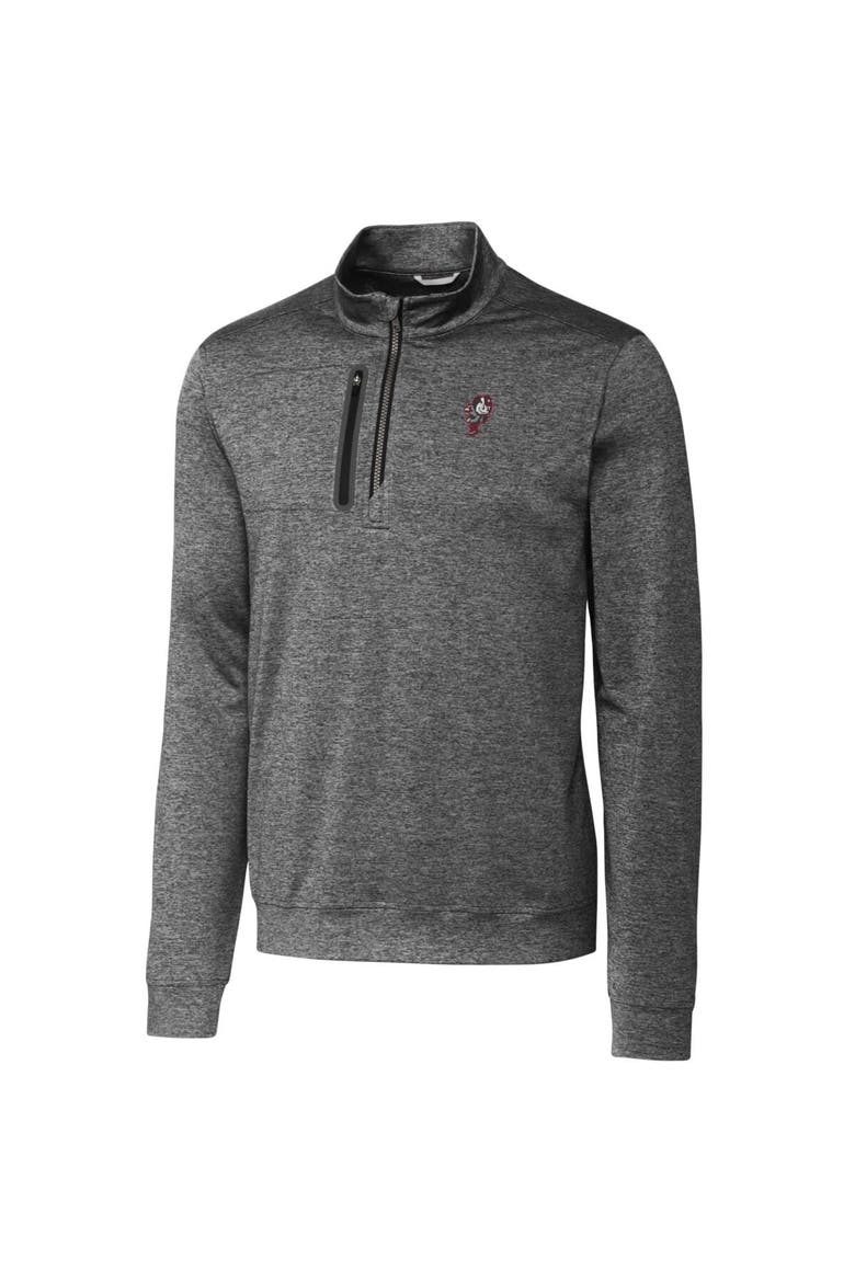 Men's Cutter & Buck Steel Ohio State Buckeyes Heathered Vault Stealth Quarter-Zip Pullover Top, Alternate, color, Steel