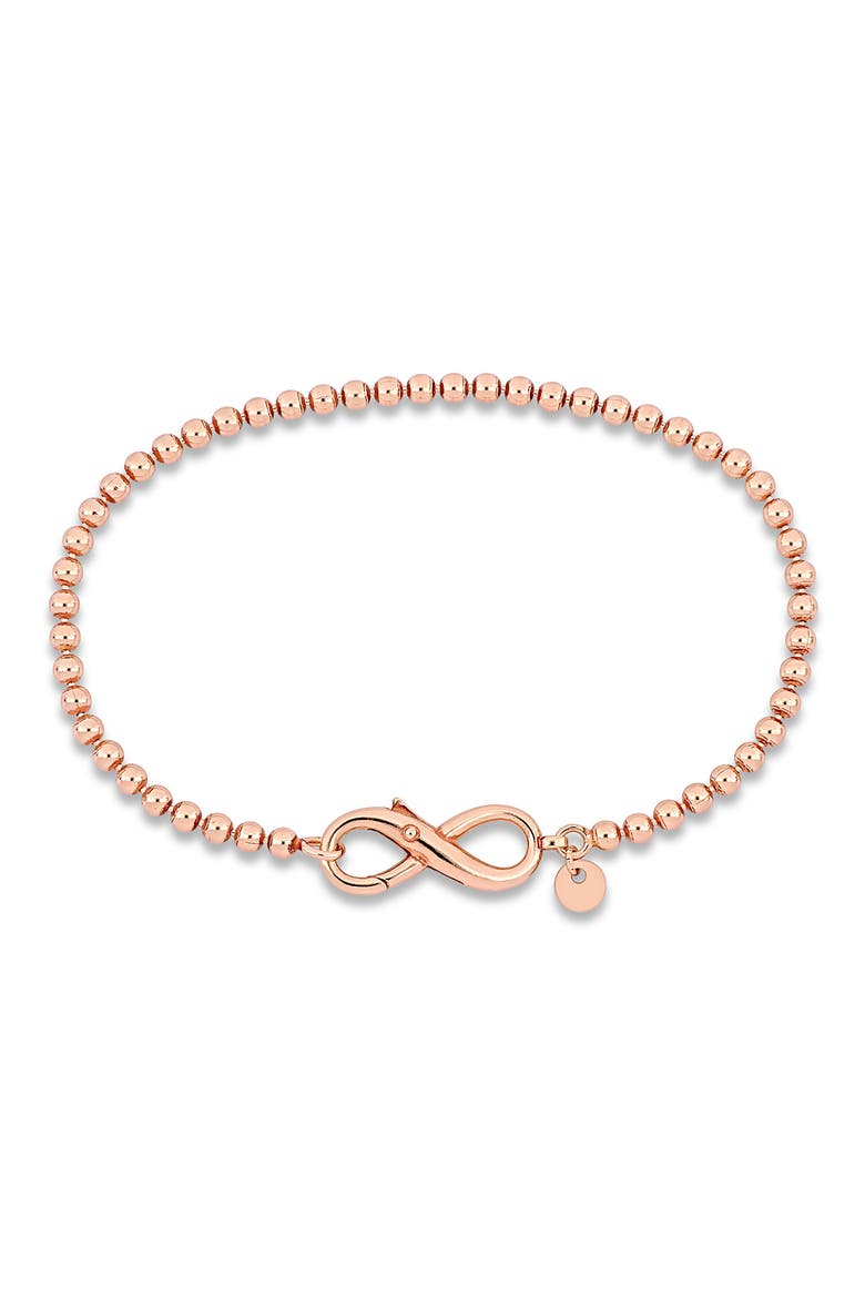 Infinity Symbol Bead Link Bracelet, Main, color, ROSE