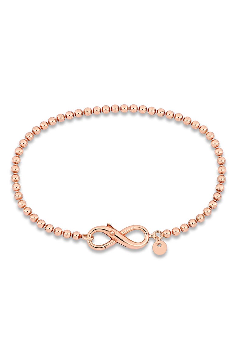 DELMAR Infinity Symbol Bead Link Bracelet, Main, color, Rose