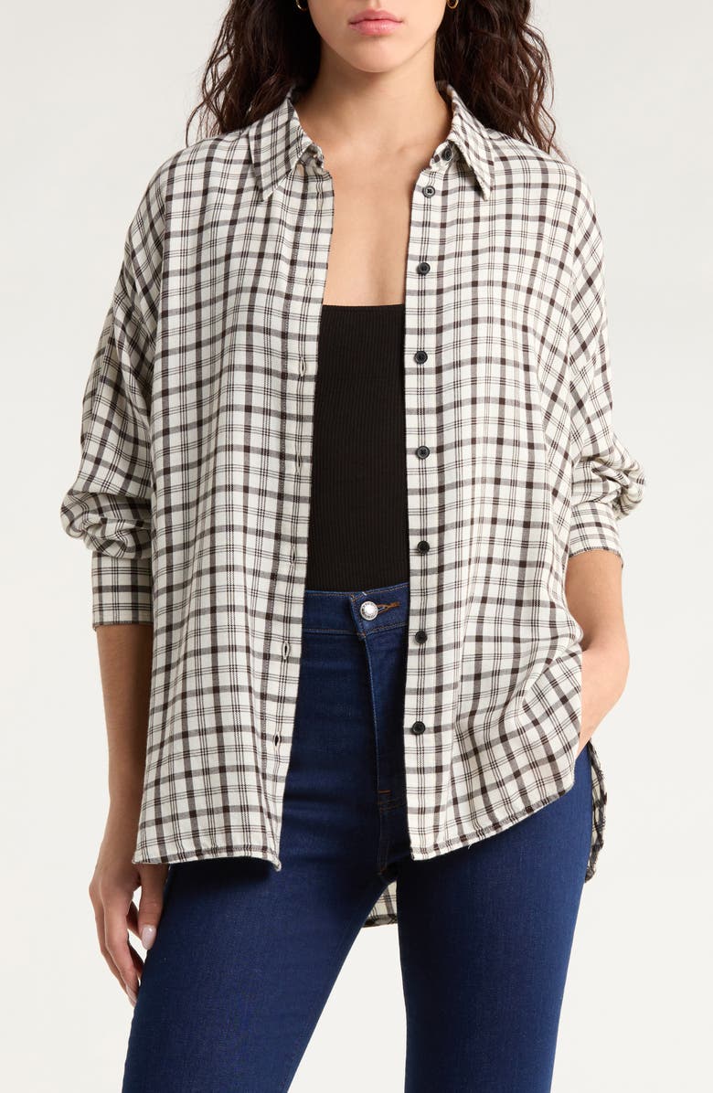 Madewell Heathered Flannel Dolman Button-Up Shirt, Main, color, Antique Cream