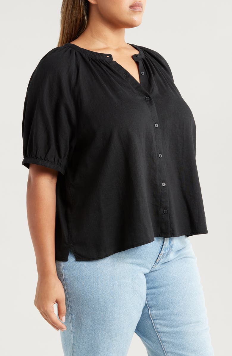 Caslon<sup>®</sup> Linen Blend Puff Sleeve Top, Alternate, color, 