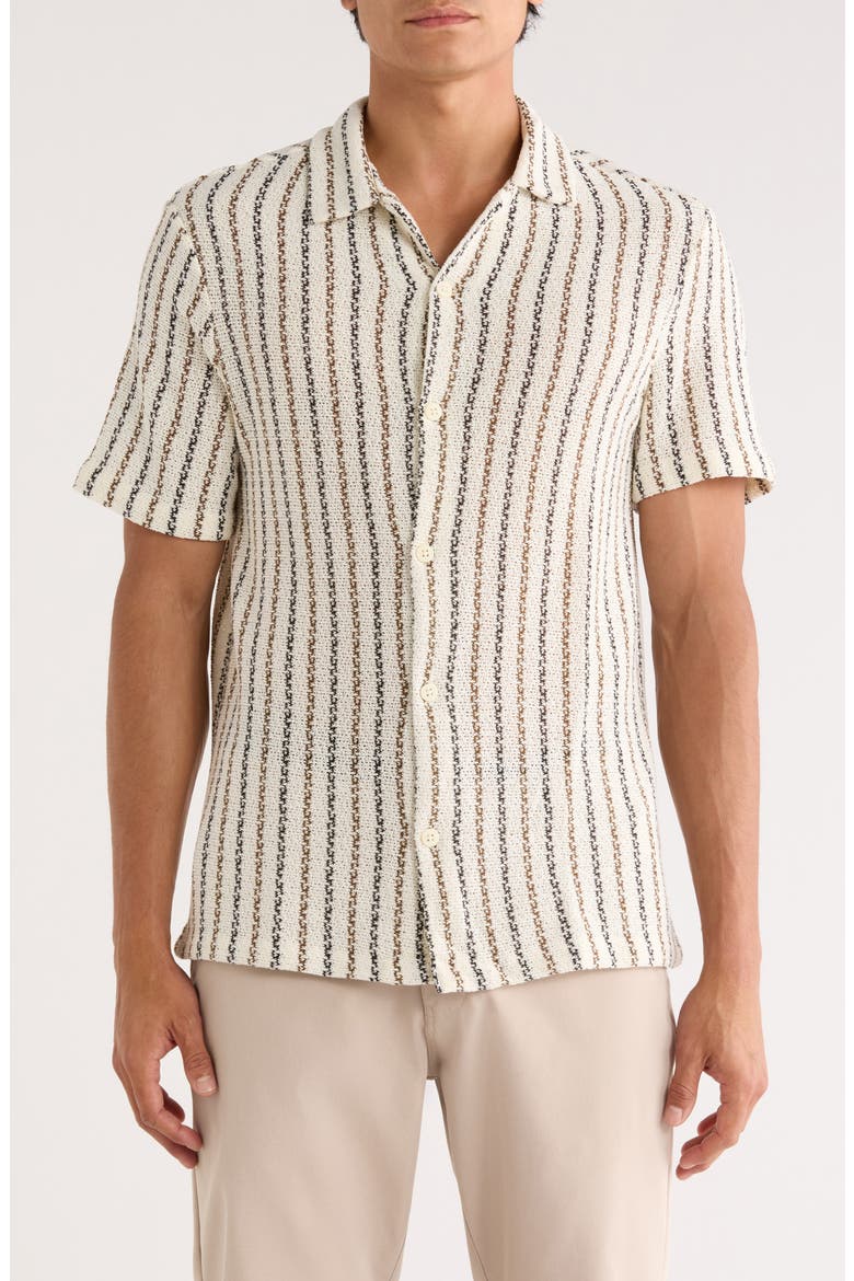 Stripe Textured Camp Shirt, Main, color, OFF WHITE