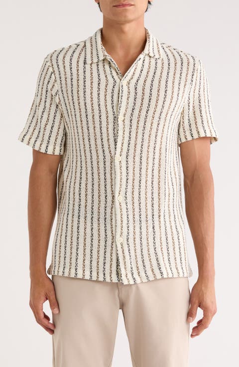 Stripe Textured Camp Shirt