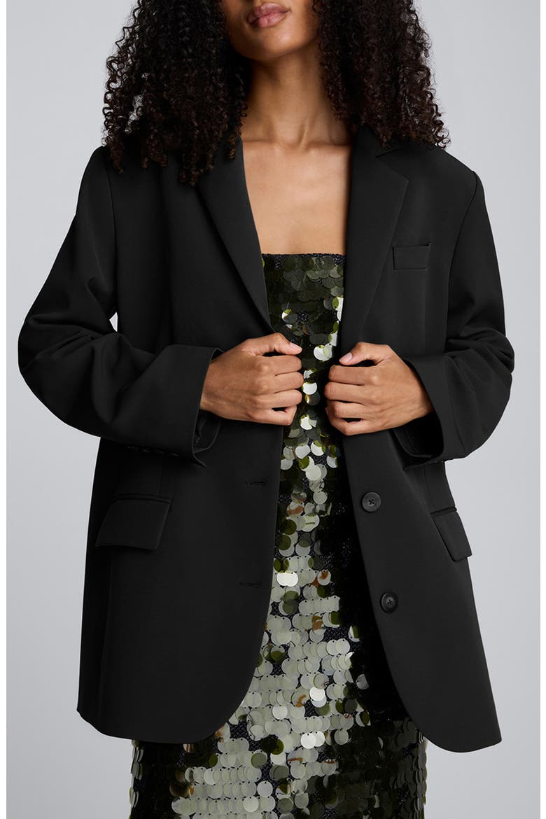 Three-Button Boyfriend Blazer, Alternate, color, BLACK