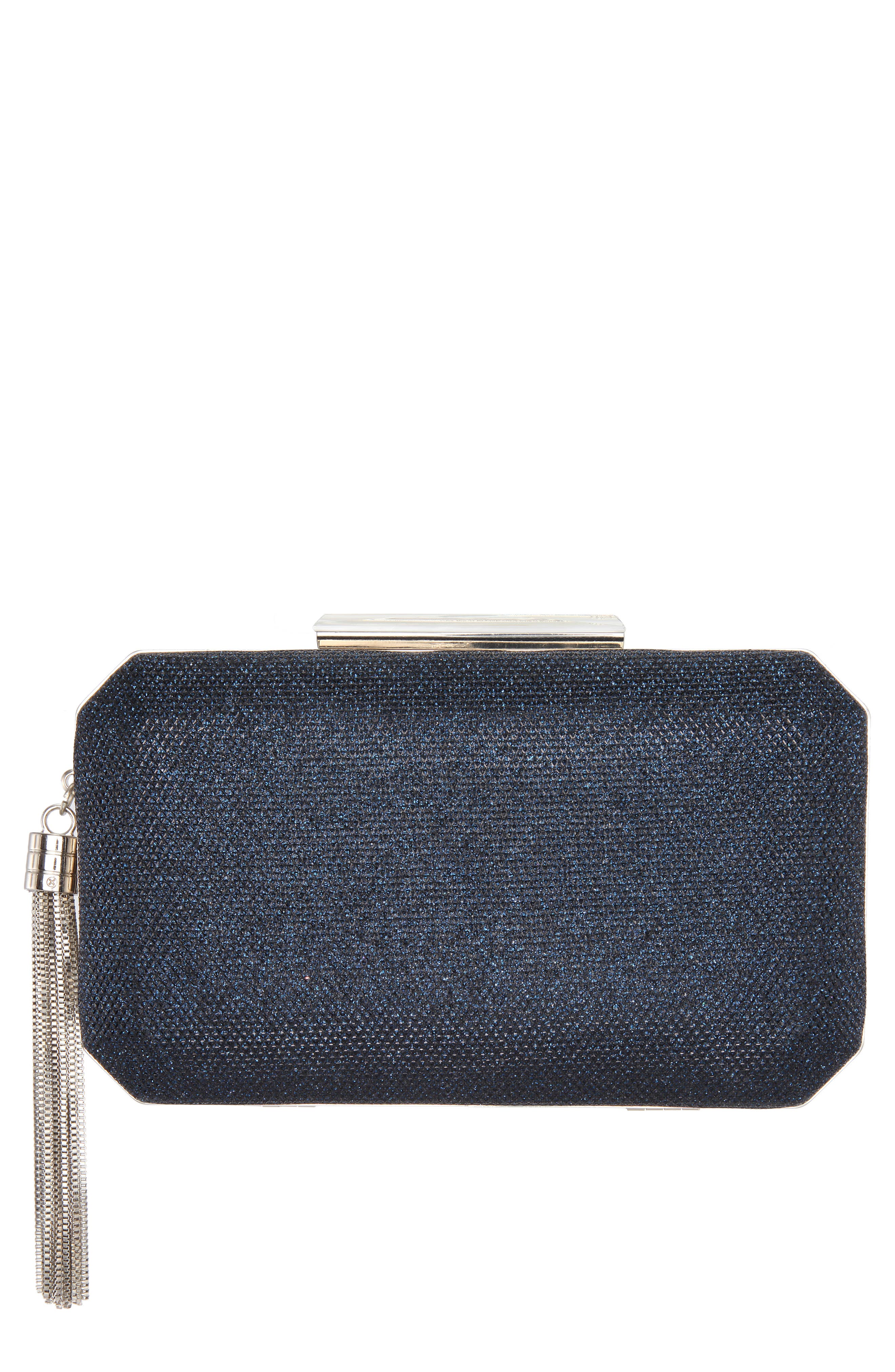 Nina Bellaria Minaudière Clutch, Main, color, Navy