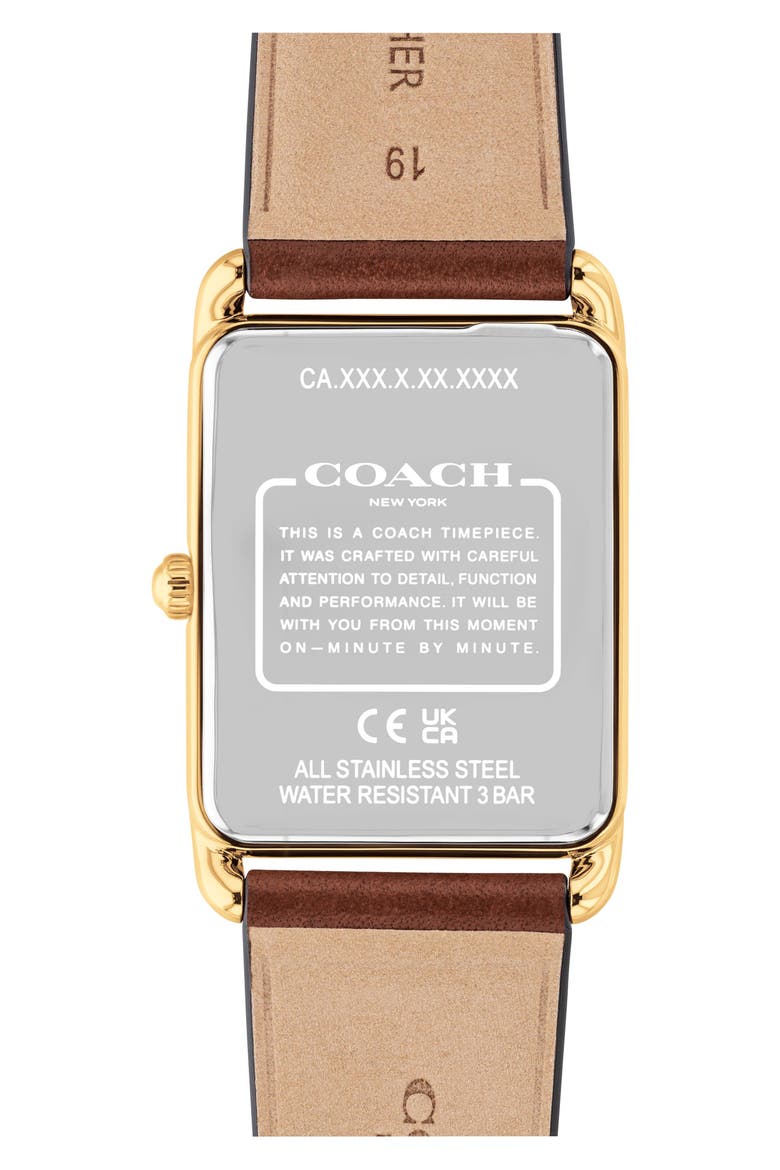 Elliot Leather Strap Watch, 32mm x 36mm, Alternate, color, SILVER FACE/BROWN