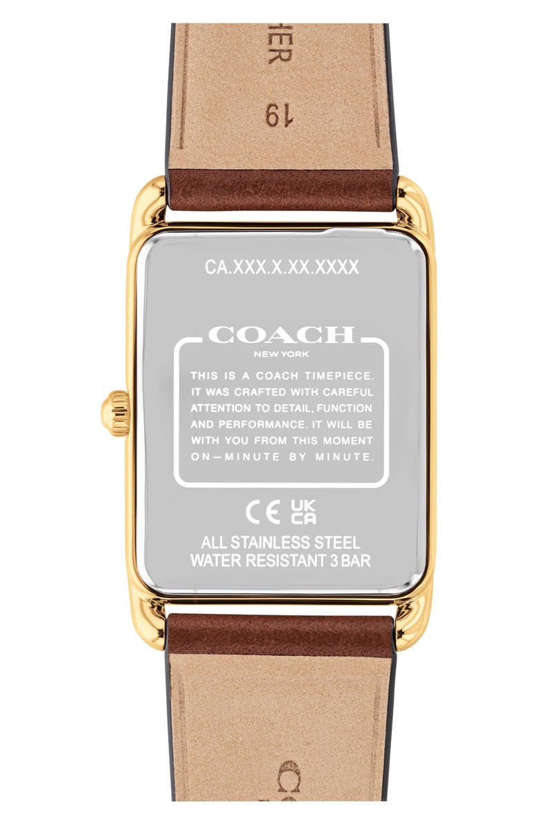 COACH Elliot Leather Strap Watch, 32mm x 36mm, Alternate, color, Silver Face/Brown